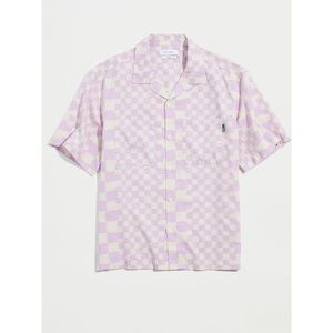 Urban Outfitters pink geometric short sleeve button up